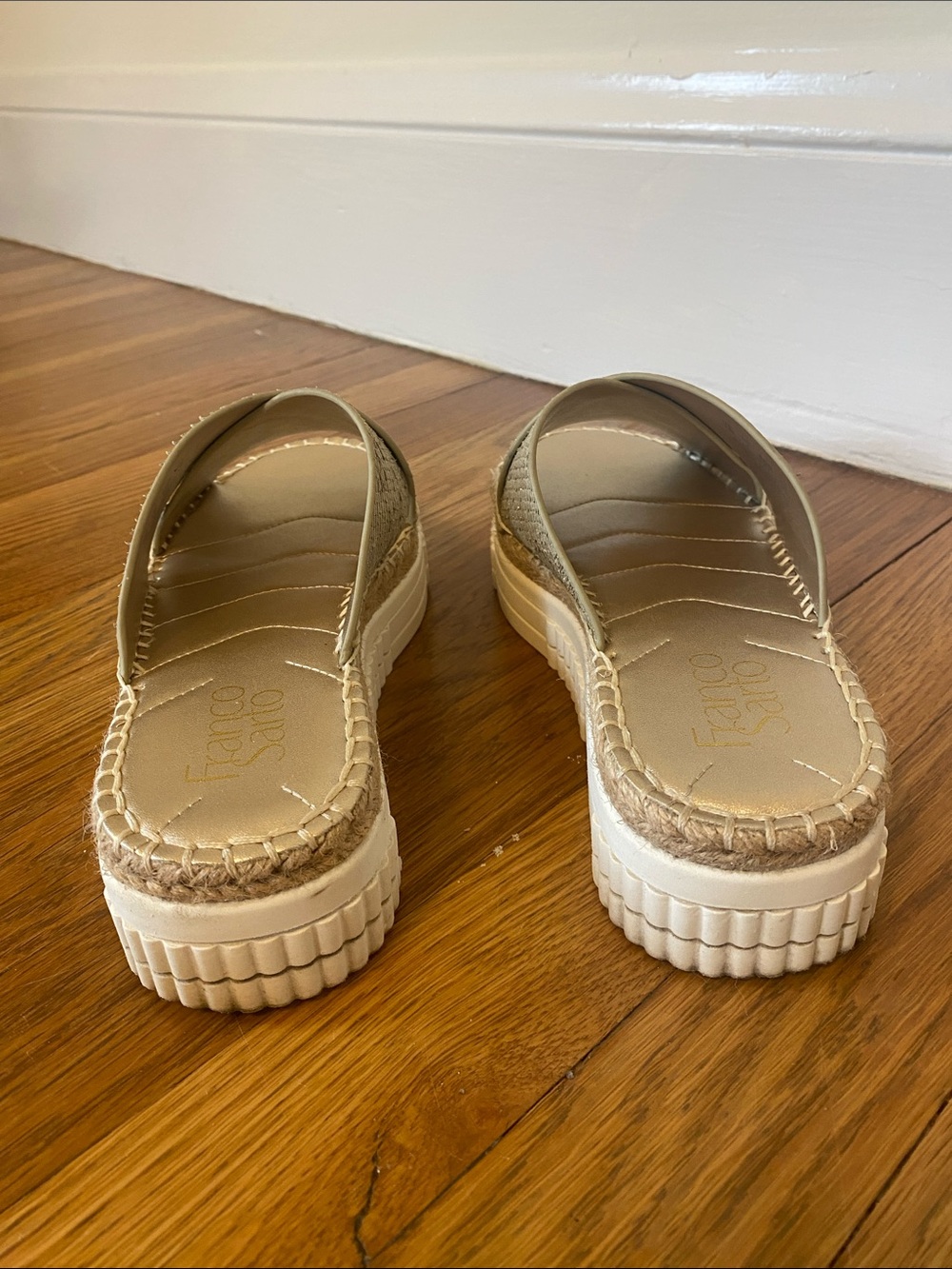 Franco Sarto Metallic Woven Espadrille Platform Slide Sandals - Picture 3 of 8